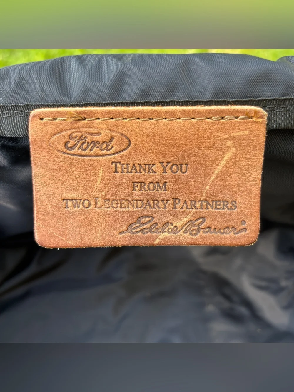 VTG Eddie Bauer Ford Mulholland Brothers Duffel Bag Tan Canvas Leather